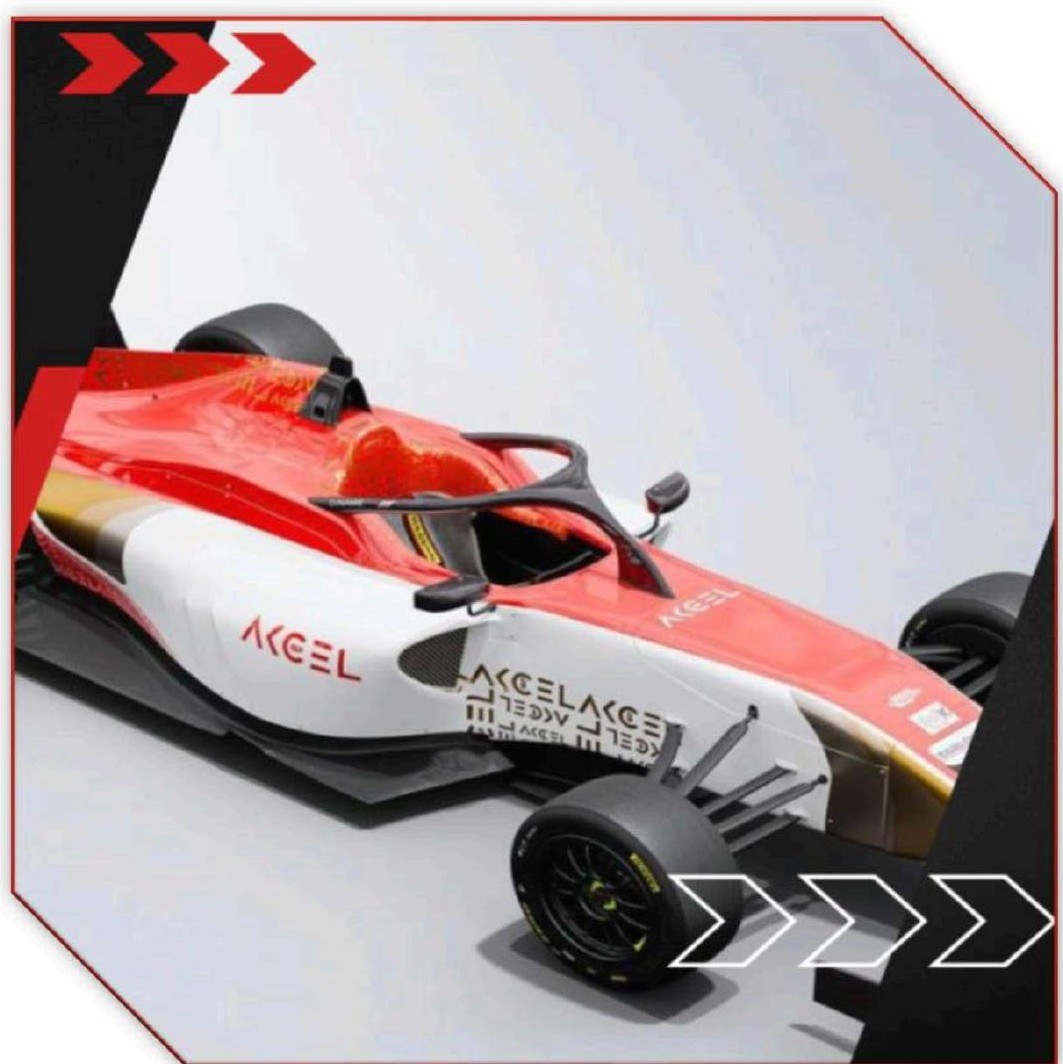 AKCEL GP racing car used as a poster for future motorsport highlights.